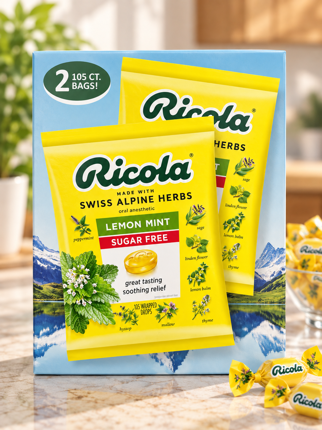 Ricola Sugar Free Lemon Mint Drops, 210 Drops