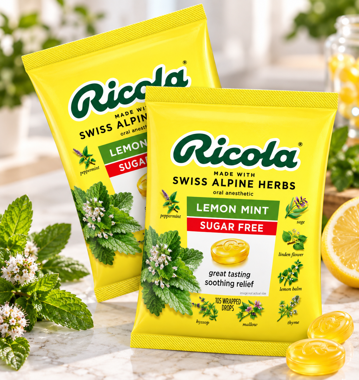 Ricola Sugar Free Lemon Mint Drops, 210 Drops 2