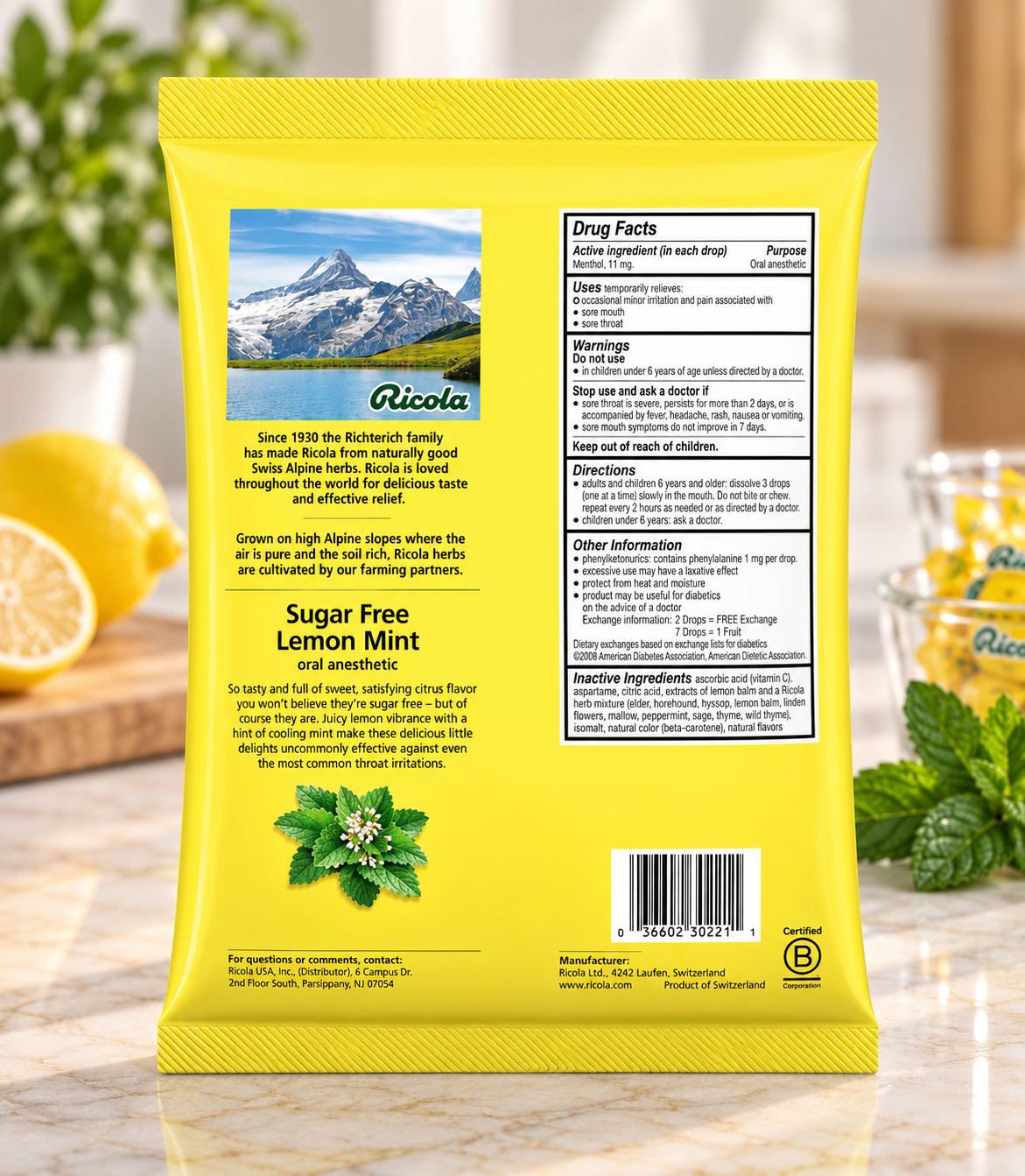 Ricola Sugar Free Lemon Mint Drops, 210 Drops 3